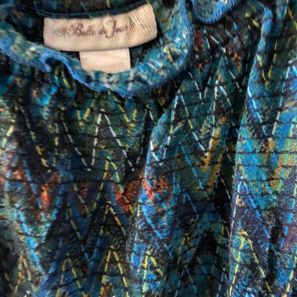 Blue-green top with ruffled front and accent straps size medium - Picture 5 of 9